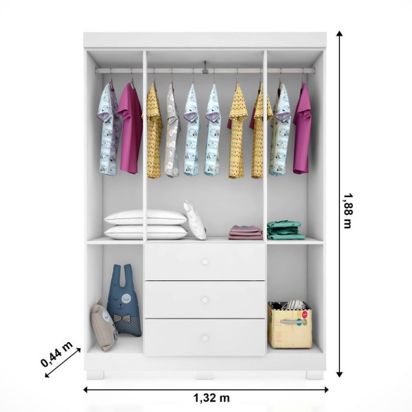 Encontraproduto.com.br - Guarda Roupa Infantil Com 4 Portas E 3 Gavetas Ane Cor Branco Phoenix Baby