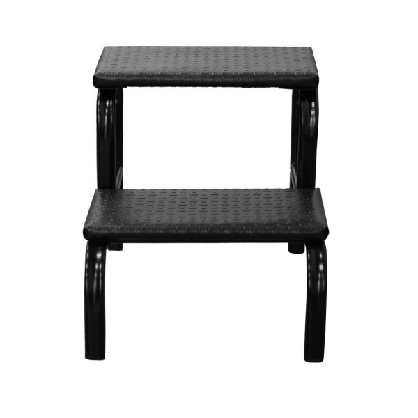 Encontraproduto.com.br - Escadinha Multiuso 2 Degraus Para Obeso Piso Em Mdf Com Emborrachado AntiderrapantePreta Combo Stock