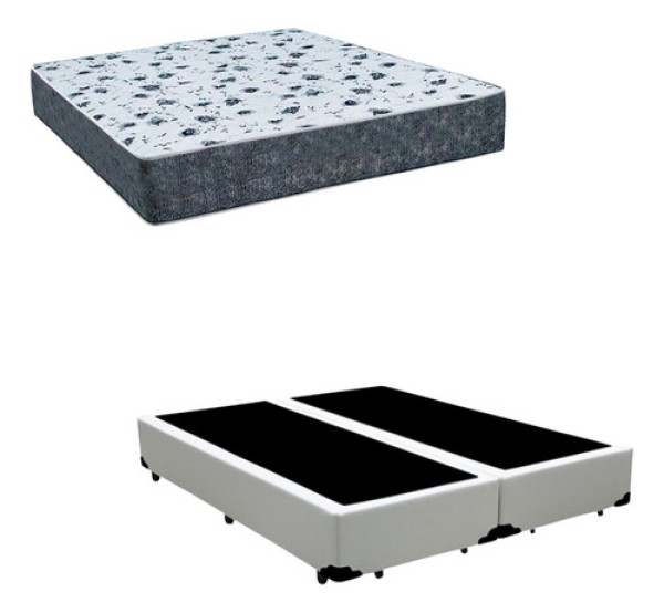 Encontraproduto.com.br - Cama Box King 193 Tecido Branco Com Colchão Alegro Bello Box D28 Cinza 57x193x203