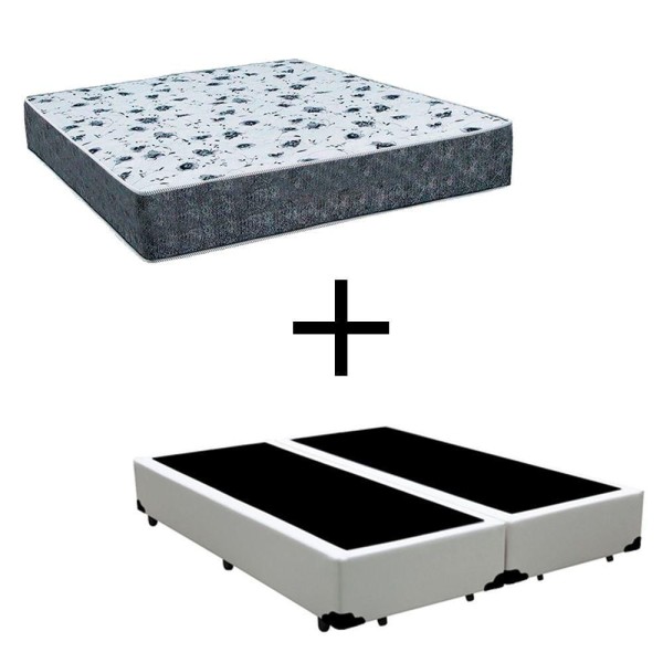 Encontraproduto.com.br - Cama Box King 193 Tecido Branco Com Colchão Alegro Bello Box D28 Cinza 57x193x203