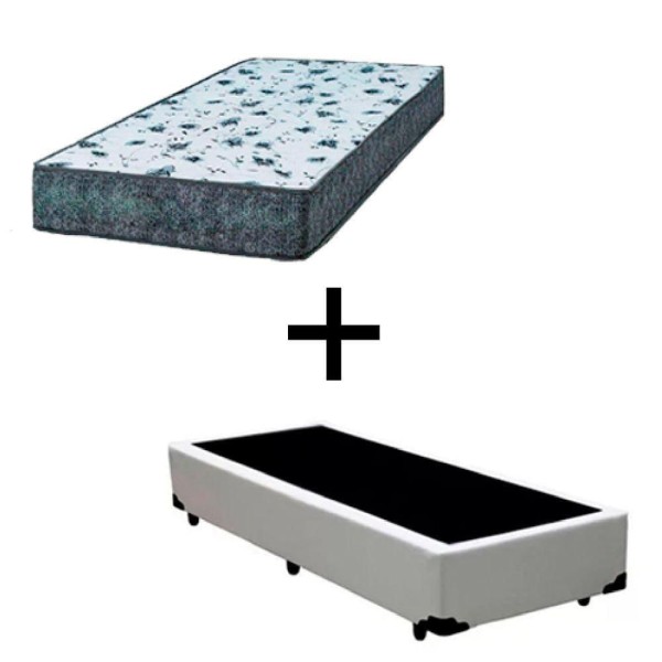 Encontraproduto.com.br - Cama Box Solteiro 88 Tecido Branco Com Colchão Alegro Bello Box D28 Cinza 57x88x188