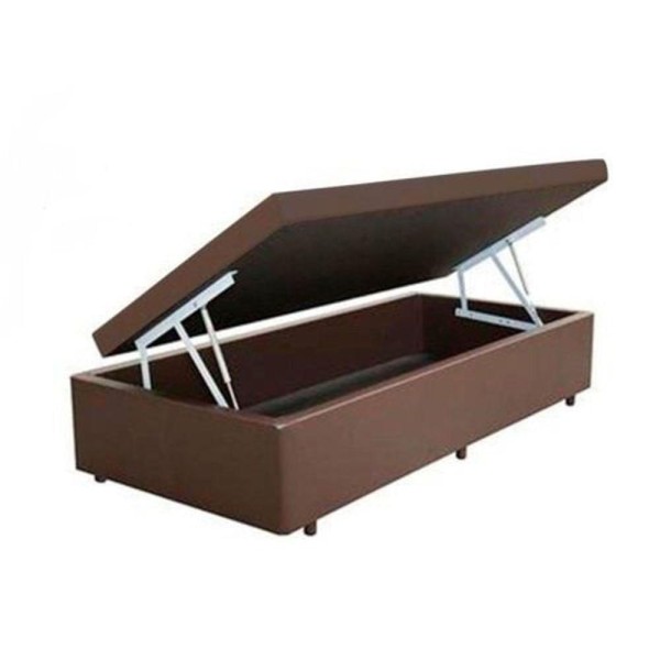 Encontraproduto.com.br - Cama Box Baú Solteiro 88 Tecido Marrom Com Colchão Alegro Bello Box D28 Cinza 58x88x188
