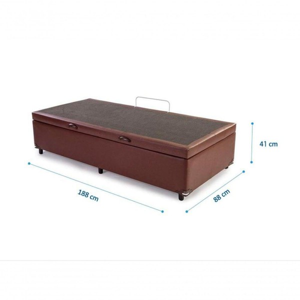 Encontraproduto.com.br - Cama Box Baú Solteiro 88 Tecido Marrom Com Colchão Alegro Bello Box D28 Cinza 58x88x188