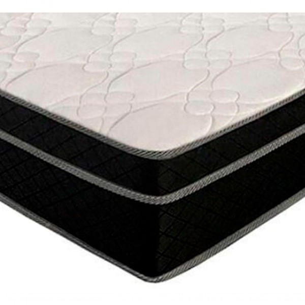 Encontraproduto.com.br - Cama Box Solteiro 88 Tecido Branco Com Colchão Paris Bello Box Molas Preto 66x88x188