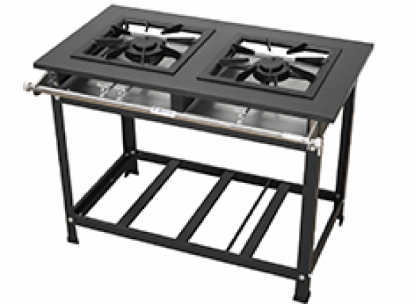 Encontraproduto.com.br - Fogão Industrial 2 Bocas, Queimadores Duplo, Grelhas 40x40, com Espera Forno - JS Fogões - (7022)
