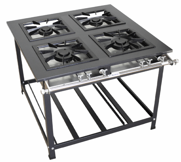 Fogão Industrial 4 Bocas, Queimadores Duplo, Grelhas 40x40, com Espera Forno - JS Fogões - (7042)