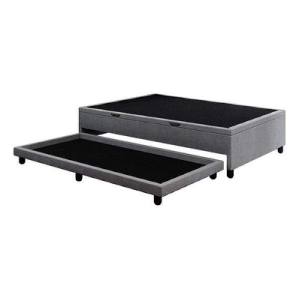 Encontraproduto.com.br - Base Cama Box Baú Solteirão Com Cama Auxiliar Veludo Skybox Cor Marrom
