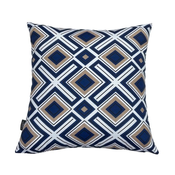 Encontraproduto.com.br - Kit 4 Capas De Almofada Impermeável Belize Zíper Invisível 45cmx45cm geométrica Azul E Lisa Azul