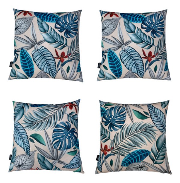 Kit 4 Almofadas Cheias Waterhavana Impermeável Digital 100% Algodão Mapas 43cmx43cm