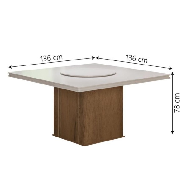 Encontraproduto.com.br - Conjunto De Mesa Sala De Jantar Com Tampo Giratório Amesterdã 1,36m 8 Cadeiras Creta Cedro / Off White / Areia Dobuê