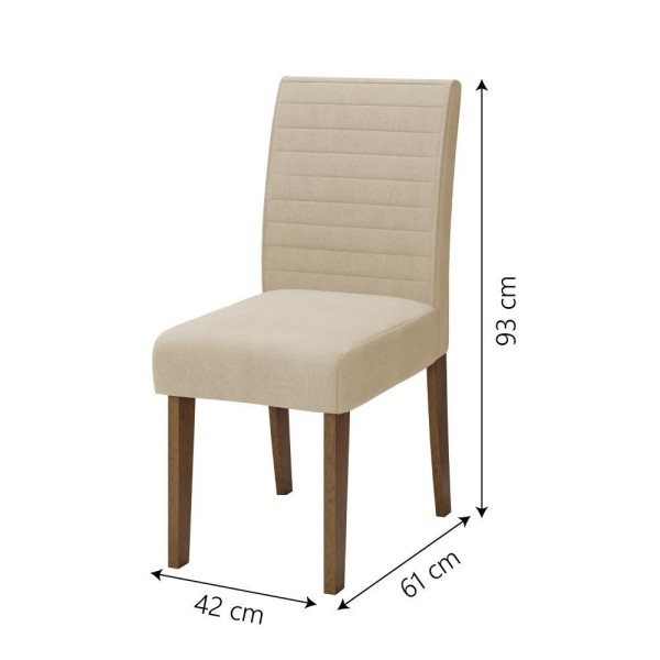 Encontraproduto.com.br - Conjunto De Mesa Sala De Jantar Com Tampo Giratório Amesterdã 1,36m 8 Cadeiras Creta Cedro / Off White / Areia Dobuê