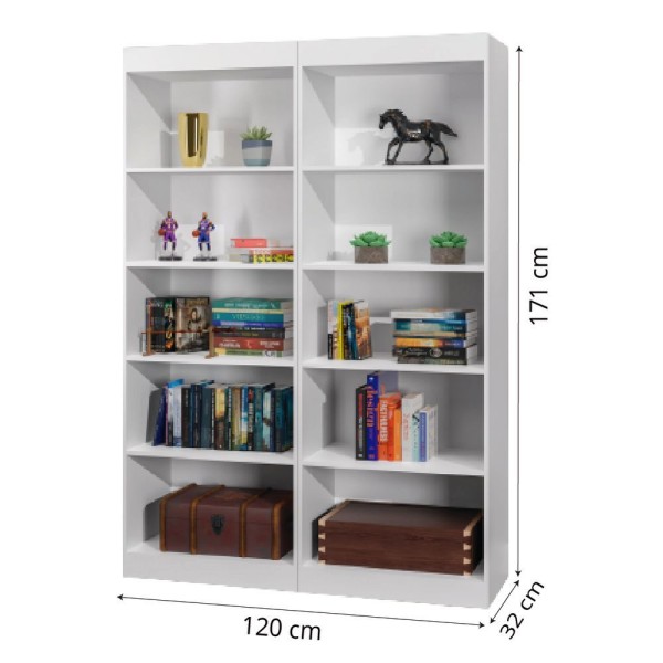 Encontraproduto.com.br - Estante Livreiro Multiuso 8 Prateleiras 1,71m Office Branco J&a Branco Nature
