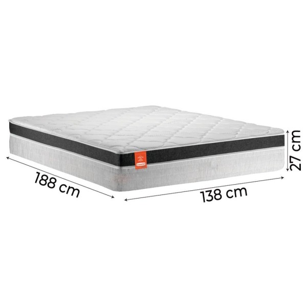 Encontraproduto.com.br - Cama Box Casal Colchão Molas Ensacadas Real 138x188x65cm Preto/Cinza Suporta Até 130kg Por Pessoa