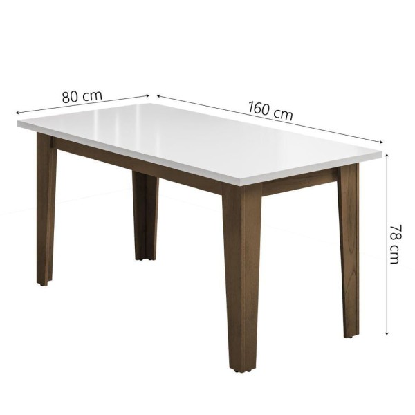 Encontraproduto.com.br - Conjunto De Mesa Sala De Jantar Miami Com 6 Cadeiras Trieste Suede 1,60m Cedro / Off White / Chumbo Dobuê Cedro / Off White