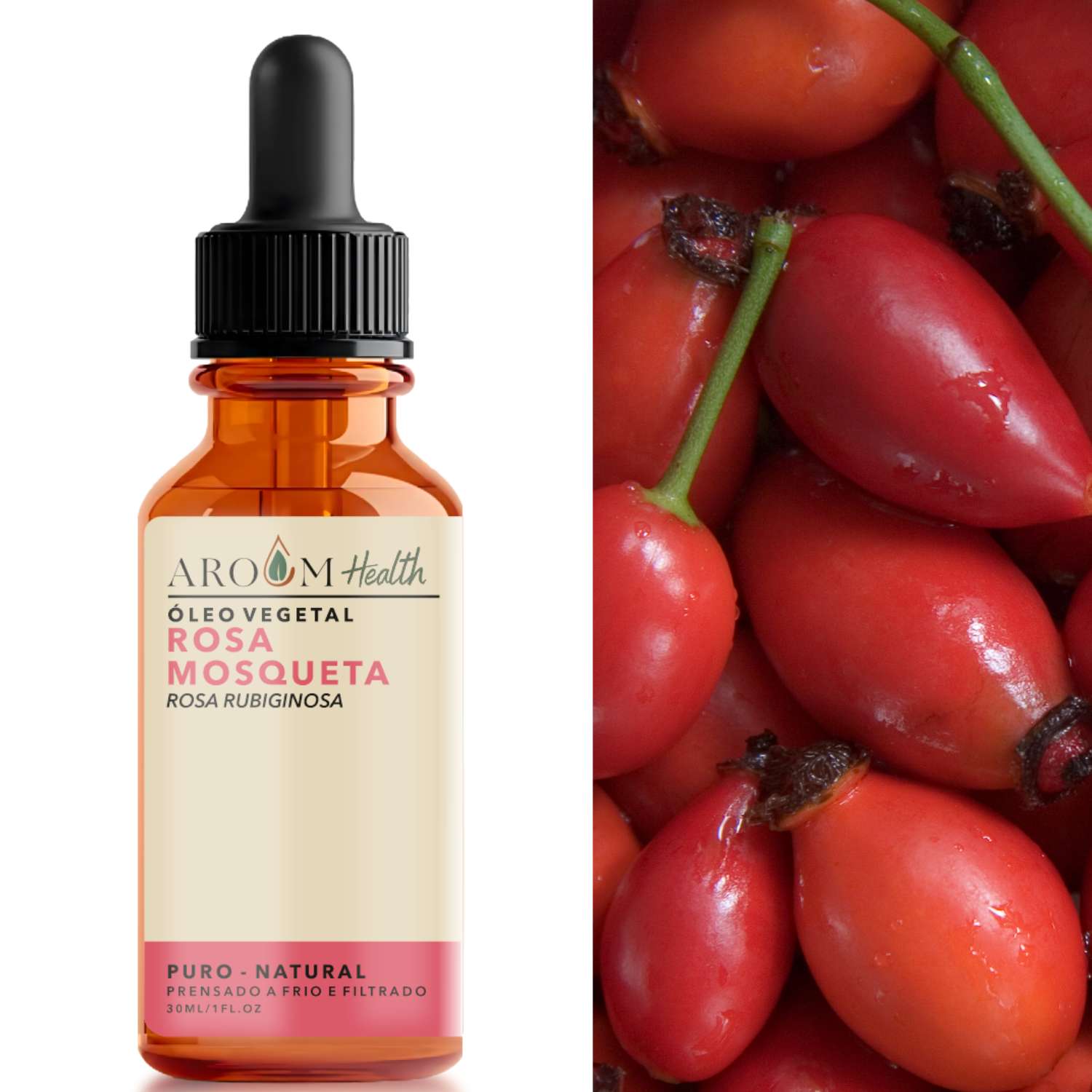 Óleo de Rosa Mosqueta Puro (Rubiginosa) - 100% natural 30 ml Aroom Health