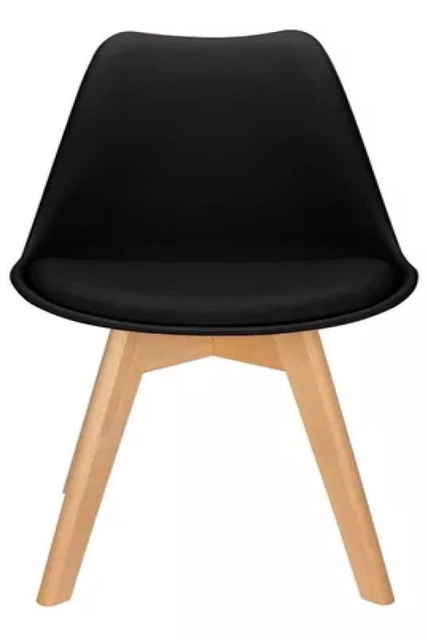 Encontraproduto.com.br - Kit Com 4 Cadeira Leda Preta - Charles Eames Wood Com Almofada
