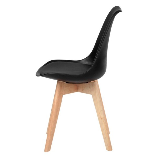 Encontraproduto.com.br - Kit Com 4 Cadeira Leda Preta - Charles Eames Wood Com Almofada