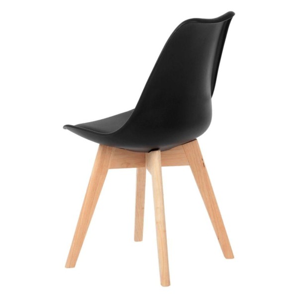 Encontraproduto.com.br - Kit Com 4 Cadeira Leda Preta - Charles Eames Wood Com Almofada