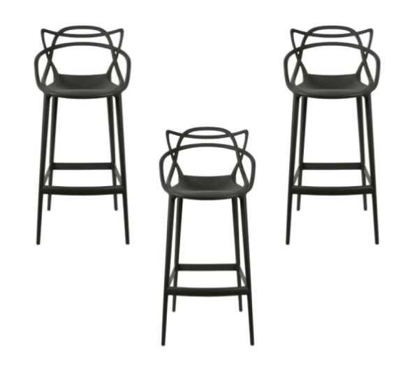 Encontraproduto.com.br - Kit 3 Banquetas Allegra Masters Allegra Pretas