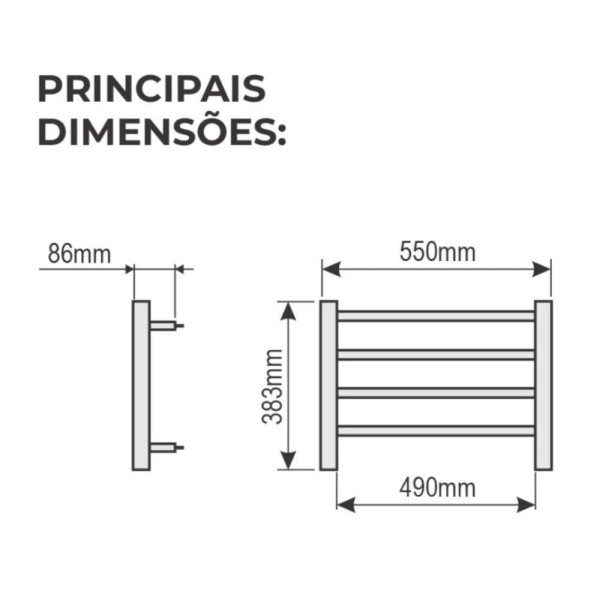 Encontraproduto.com.br - Toalheiro Térmico 1 Toalha Com Fio Lado Esquerdo Classic Uno02b Toalheiro Unitário Cromado Bivolt