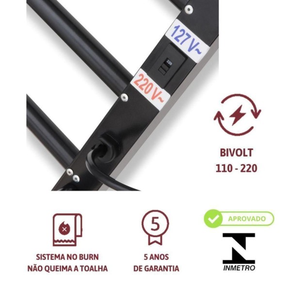 Encontraproduto.com.br - Toalheiro Térmico 1 Toalha Com Fio Lado Esquerdo Classic Uno02b Toalheiro Unitário Cromado Bivolt