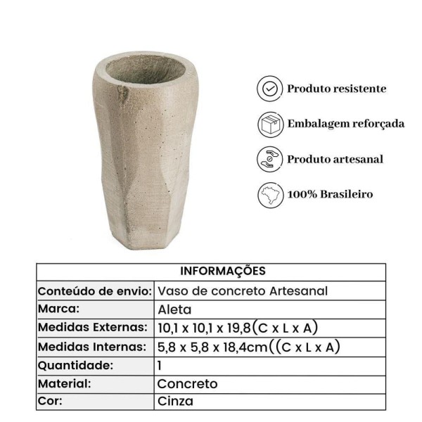 Encontraproduto.com.br - Vaso De Concreto Decorativo Bowling 19,8Cm Cinza Linha Eco