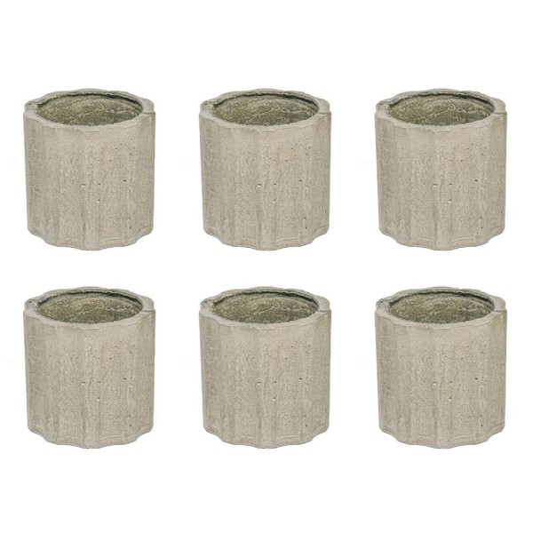 Encontraproduto.com.br - Conjunto 6 Vasos De Concreto Artesanal Listras 9,8cm P Cinza