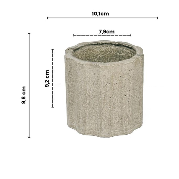 Encontraproduto.com.br - Conjunto 6 Vasos De Concreto Artesanal Listras 9,8cm P Cinza