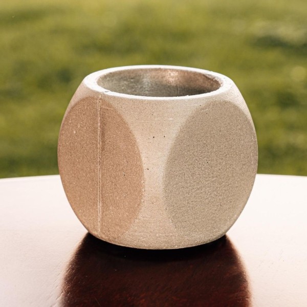 Encontraproduto.com.br - Conjunto 6 Vasos De Concreto Artesanal Dado 10cm Cinza