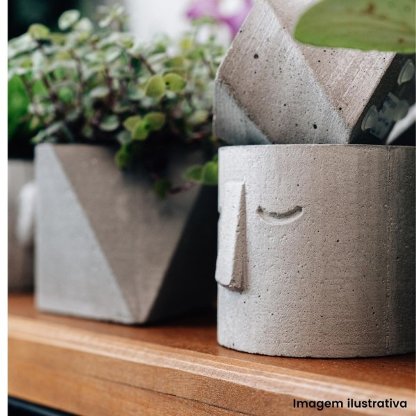 Encontraproduto.com.br - Conjunto 2 Vasos De Concreto Artesanal Triangulos 10cm Cinza