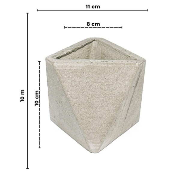 Encontraproduto.com.br - Conjunto 2 Vasos De Concreto Artesanal Triangulos 10cm Cinza