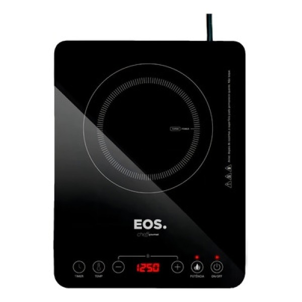 Fogão Cooktop de Indução Elétrico Portátil 1 Boca Preto EOS Cheff Gourmet 1500W 110V