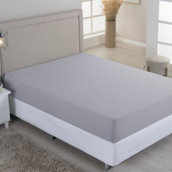 Encontraproduto.com.br - Lençol Casal Percal 180 Fios 1,38x1,88x0,35m Com Elastico Cor: Cinza