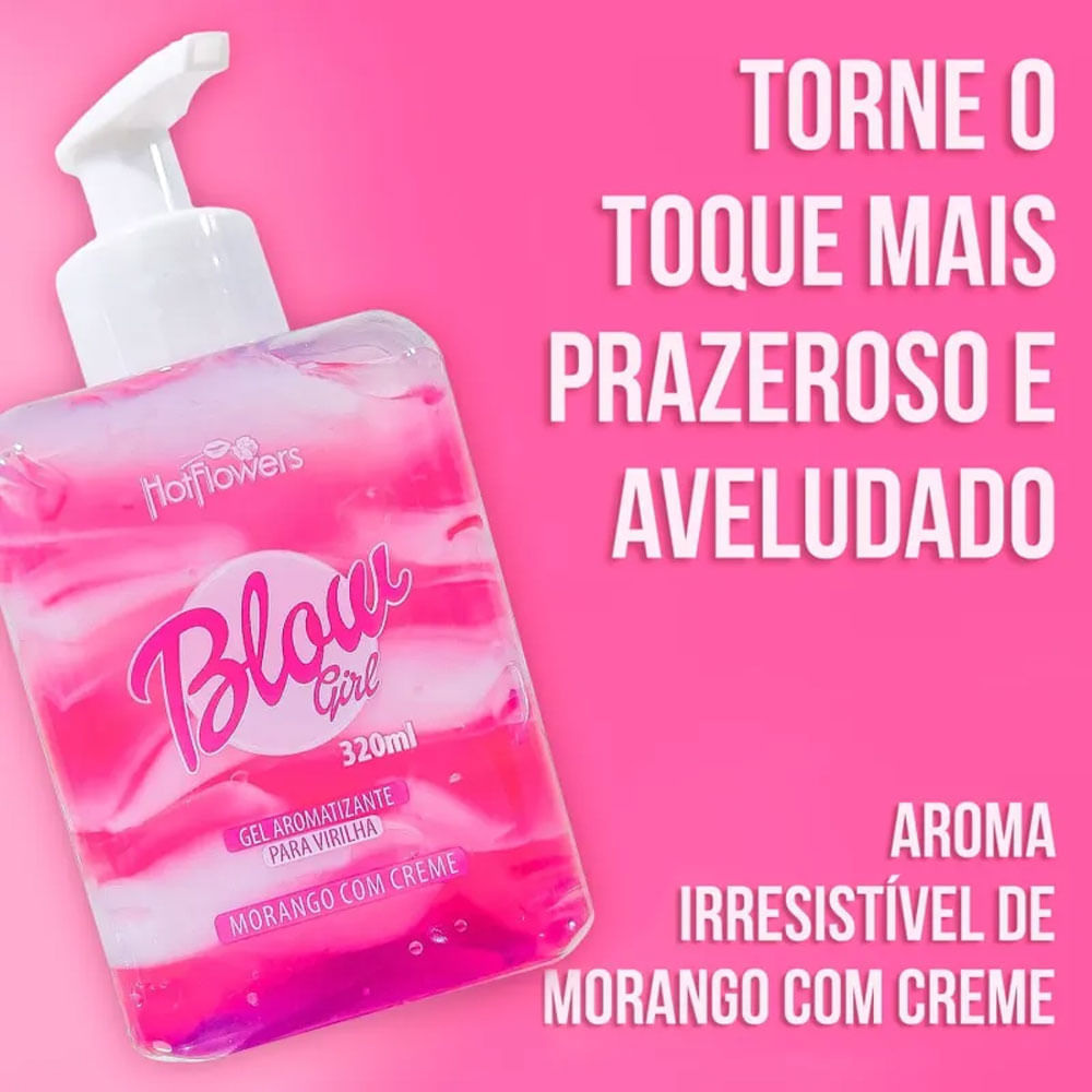 Encontraproduto.com.br - Blow Girl Gel Aromatizante Beijável Para Virilha 320ml Hot Flowers