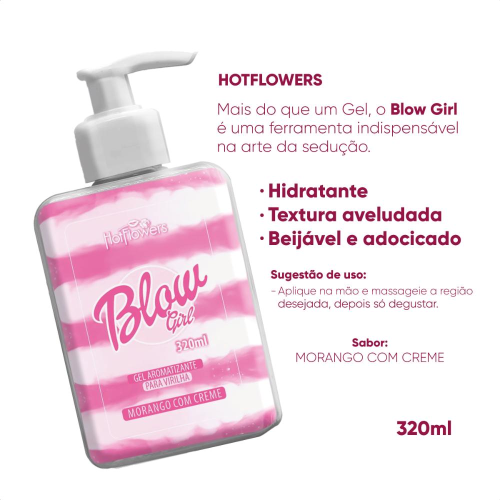 Encontraproduto.com.br - Blow Girl Gel Aromatizante Beijável Para Virilha 320ml Hot Flowers