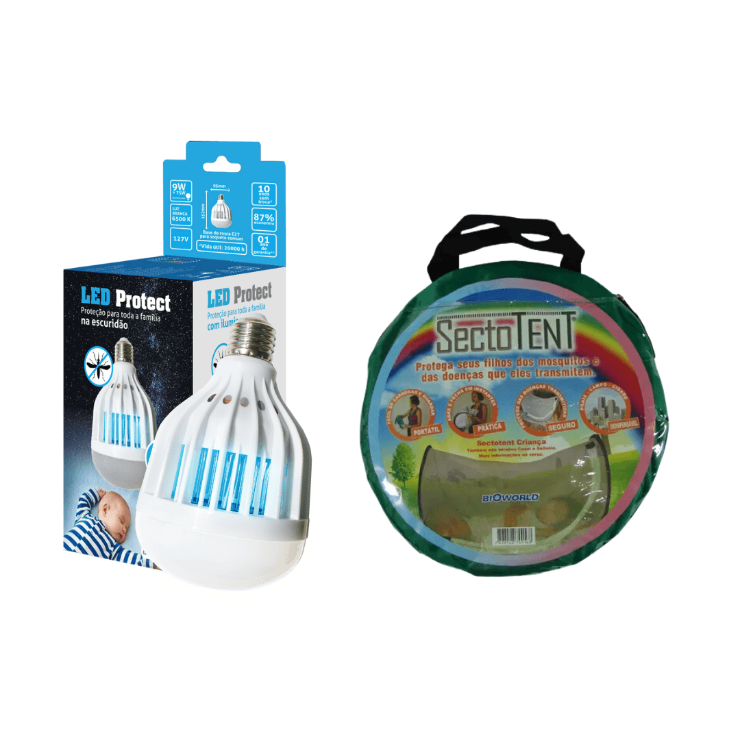 Kit Sectotent Criança + LED PROTECT 220V - Ilumina 9W, Atrai e Mata Mosquitos Sem Toxicidade