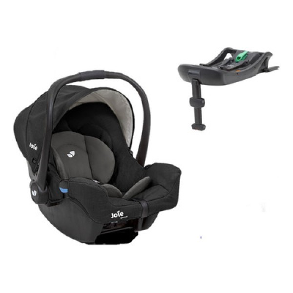 Encontraproduto.com.br - Kit Bebê Conforto Joie Gemm Chumbo Shale com I-Base 2 Isofix
