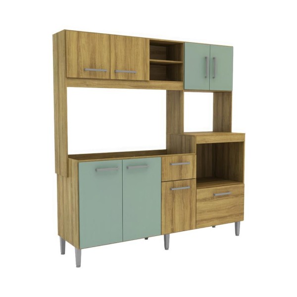 Encontraproduto.com.br - Cozinha Compacta Jasmin 8 PT 1 GV Dakar e Verde