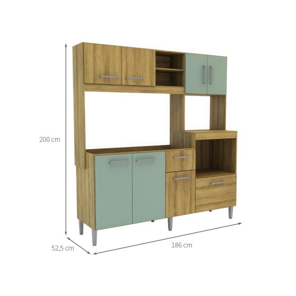 Encontraproduto.com.br - Cozinha Compacta Jasmin 8 PT 1 GV Dakar e Verde