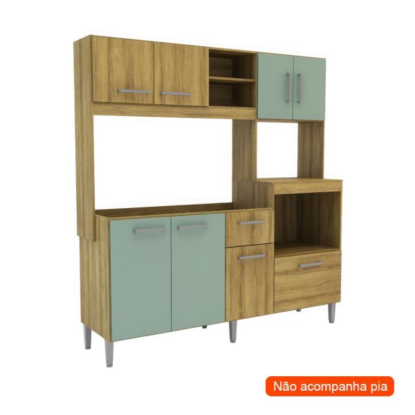 Encontraproduto.com.br - Cozinha Compacta Jasmin 8 PT 1 GV Dakar e Verde