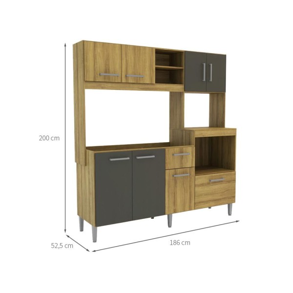 Encontraproduto.com.br - Cozinha Compacta Jasmin 8 PT 1 GV Dakar e Vulcano