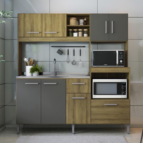 Encontraproduto.com.br - Cozinha Compacta Jasmin 8 PT 1 GV Dakar e Vulcano