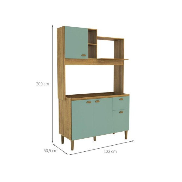 Encontraproduto.com.br - Cozinha Compacta Azaléia 4 PT 1 GV Mel e Verde