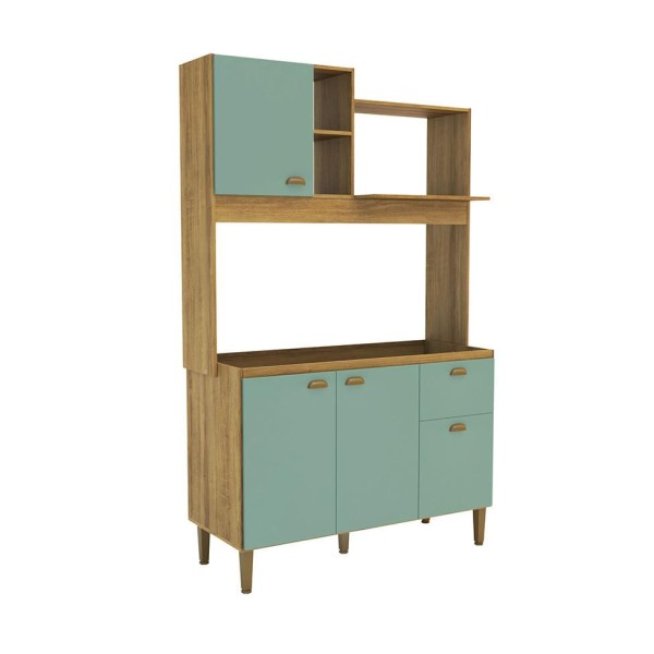 Encontraproduto.com.br - Cozinha Compacta Azaléia 4 PT 1 GV Mel e Verde