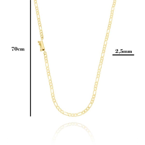 Encontraproduto.com.br - Corrente 3 Por 1 Fecho 2,5mm - 6g - 70 Cm + Pingente Fé Circular Borda Diamantada 2,0 X 2,0 Cm