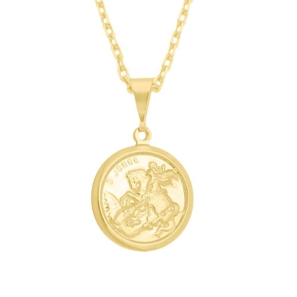 Encontraproduto.com.br - Corrente Cadeado Fecho - 2mm - 6g - 70 Cm + Pingente Medalha De São Jorge Diamantado - 2,3 X 2,3 Cm