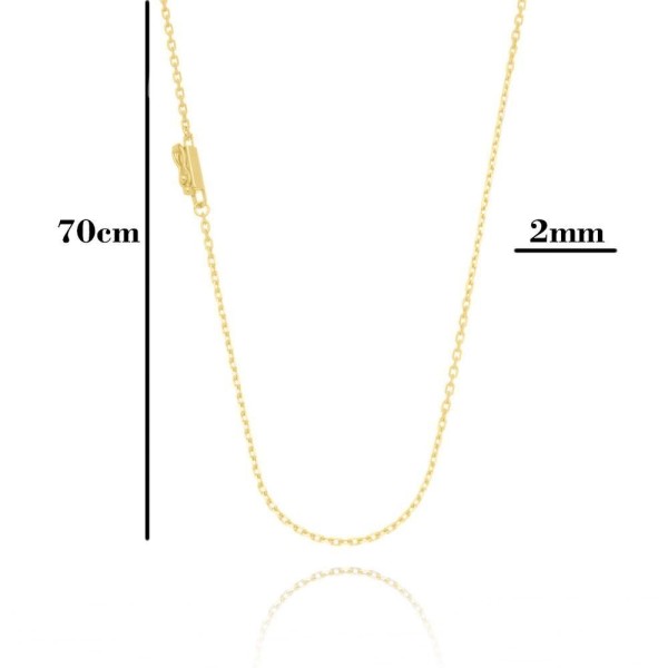 Encontraproduto.com.br - Corrente Cadeado Fecho - 2mm - 6g - 70 Cm + Pingente Medalha De São Jorge Diamantado - 2,3 X 2,3 Cm
