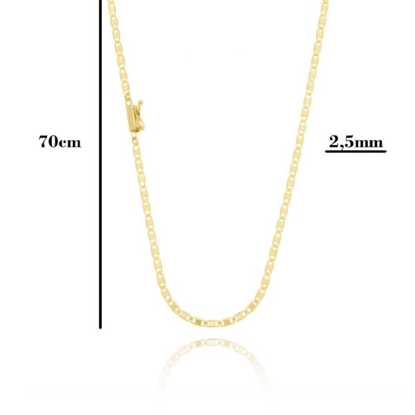 Encontraproduto.com.br - Corrente Italiana Piastrini Fecho 2,5mm - 6g - 70 Cm + Pingente Cristo 3d Diamantada - 2,5 X 1,0 Cm