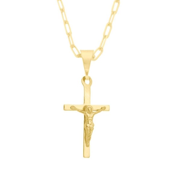 Encontraproduto.com.br - Corrente Elo Alongado Fecho 2mm - 5g - 70 Cm + Pingente Cruz De Cristo Clássica - 2,0 X 1,5 Cm