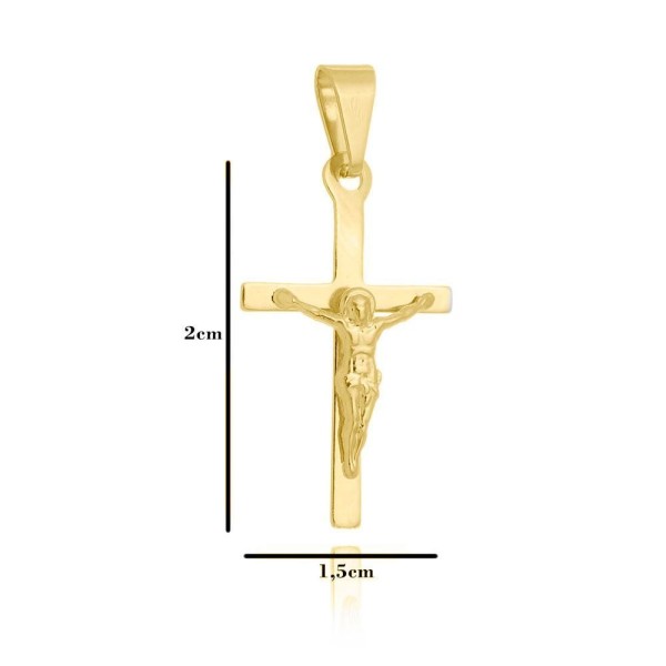 Encontraproduto.com.br - Corrente Elo Alongado Fecho 2mm - 5g - 70 Cm + Pingente Cruz De Cristo Clássica - 2,0 X 1,5 Cm